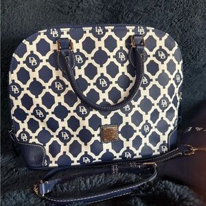 Dooney & Bourke Navy and Cream Patterned Satchel
